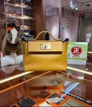 ✨門市現貨✨Hermes Mini2424 焦糖色拼牛仔藍金扣