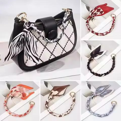 Fashion Metal Alloy Scarf Bag Chain Silk Scarf Detachable Handbag Strap Bags Belt Straps Bags