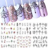 Feathers Petals 1Sheets Hollow Designs Nail Stickers Necklace DIY Manicure Decals Waterproof Cartoon Animal Black New