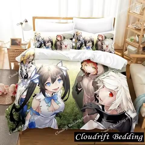 3D Print DanMachi Anime Hestia Bedding Set Duvet Cover Bed Set Quilt Cover Pillowcase Comforter king