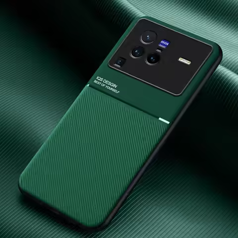 Luxury Matte Phone Case For Vivo X80 X70 Pro Plus Leather Silicone Cover Car Holder Protection Case 
