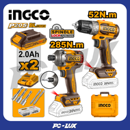 INGCO Combo Set สว่านไร้สาย+ไขควงกระแทก 285 N.m. CKLI20272