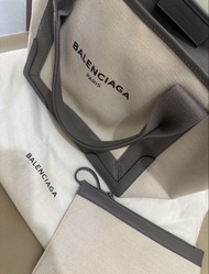 Balenciaga Navy Cabas Canvas Tote Bag 灰白帆布手袋