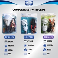 LEMAX DC 12V 24V LED Light Bulb E27 12W 30W Set With Clips Solar Bazaar Pasar Malam Light Bulbs Camp