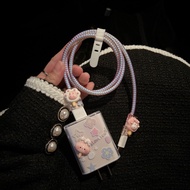 Pink Rabbit Cable Wrapping Set Cartoon Charger Case USB Protector oppo 80w 67w vivo33w 44w Protects 