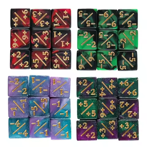 Six Sided Dice Set D6 Counters 1/ 1 and -1/-1 Set of 10 Dice for Math Teaching ,Kid Arithmetic Toys,
