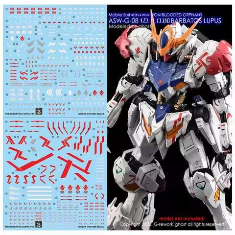YAN High Precision Fluorescent Water Slide Decals For MG ASW-G-08 Barbatos LUPUS DIY Mod Upgrade Acc