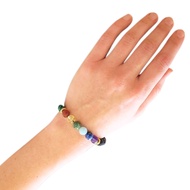 Dr. Beads 7 Chakra Gemstone Lava Rock Stretch Bracelet