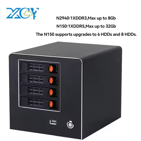 XCY NAS Mini PC with Inter N100/Celeron N2940 Support Linux Router Computer for Home with 4xUSB 1xHD