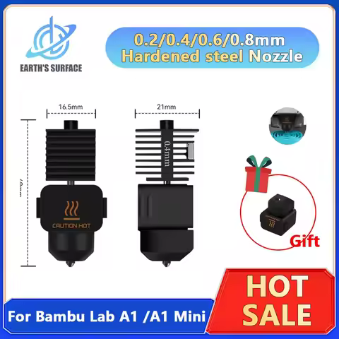 3D Printer Parts Hotend Kit For Bambulab A1 Mini Bambulab A1/A1 Mini Hotend With 0.2/0.4/0.6/0.8mm H