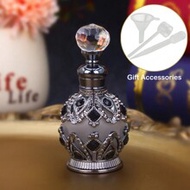 15ml Vintage Round Enamel Glass Perfume Bottle, Refillable Essential Oil Container, Holiday Travel E
