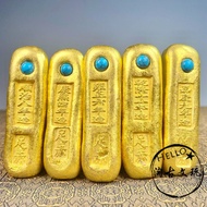 Collection Rare Set of Qing Dynasty Five Emperors Solid Gilt Antique Included Jewels Retro Gold Nugg