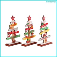 HO Christmas Wood Sign Table Top Tree With Snowman Santa Claus Decoration