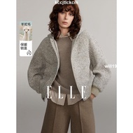 Thick Windbreaker Coat Cotton ELLE Alpaca Mohair Baseball Woolen Women 2024 Winter Loose Hooded