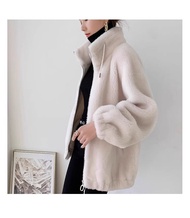 ฤดูหนาว ขนสัตว์ เสื้อโค้ท ผู้หญิง Fur ปกเสื้อ Integrated หนัง And Fur Jacket หนาขึ้น Long Sleeve ซิป
