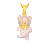 CHOW TAI FOOK 999.9 Pure Gold Pendant with Chalcedony - Bear R18762