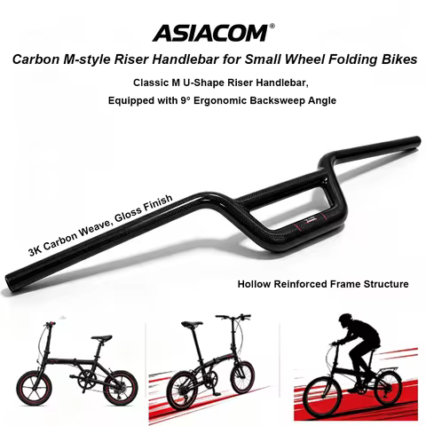3K Carbon M‑style Riser Handlebar 25.4/31.8mm Ultralight For Small Wheel Folding Bike Brompton Dahon