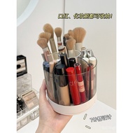 Makeup Brush Vanity Pen Holder Rotating Barrel Desktop Organizer Compartment Lipstick Brush Eyebrow 