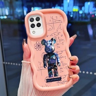 Casing For Samsung A22 M22 M32 Case Casing Bear Grid Pattern Softcase Cesing Protective Silicon HP C