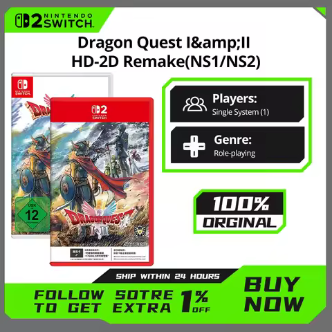 Dragon Quest I & II HD-2D Remake - Nintendo Switch Game - for NS1/ NS2 Games Cartridge Physical Card