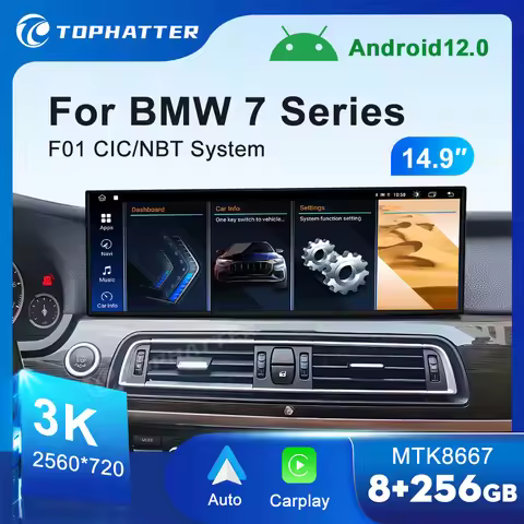 14.9 3K 2560*720 Car Radio For BMW 7 Series F01 F02 Screen CarPlay Android Auto Multimedia Player He