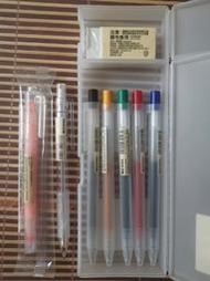 無印良品PP兩段式鉛筆盒組（含5色按壓原子筆+自動鉛筆+螢光筆+橡皮擦）
