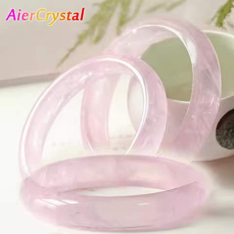 Madagascar Natural Pink Crystal Bangles Bracelet Natural Ice Jade Bangle Jewelry Light Pink Fashion 