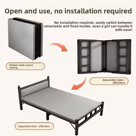 Single Folding Bed Home Office Nap Dormitory Adult Hardboard Bed Home Portable Multipurpose Camp Bed
