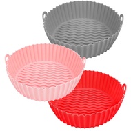3Piece Silicone Air Fryer Pot Baskets Reusable Air Fryer Accessories Baking Parchment Paper