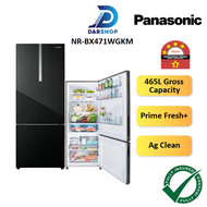 Panasonic Refrigerator 2 Door Inverter 465L Fridge Bottom Mount Freezer Glass Door Peti Sejuk Peti Ais 2 Pintu 冰箱 NR-BX471WGKM