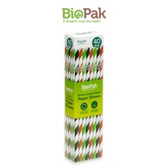 BioPak Compostable Paper Drinking Straws 6x197mm Regular - 40 pcs Mixed Colour Straw
