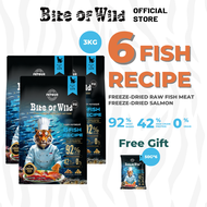 Bite Of Wild F42 3กก. 6Fish อาหารแมวกับแช่แข็งแห้งพรีเมี่ยมครอบคลุม 42% เนื้อสูงฟรีข้าว เหมาะสำหรับแ