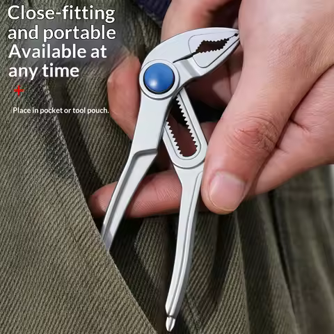 4 Inch Mini Groove Joint Pliers With Push Lock V Jaw Fast Adjustable For Tight Spaces Multi Surface 