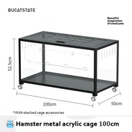 LZD Bucatstate【80/100CM】Hamster Cage/Quail Cage/Small Animal  With Stacked Cage Accessories /Double Door /with wheel