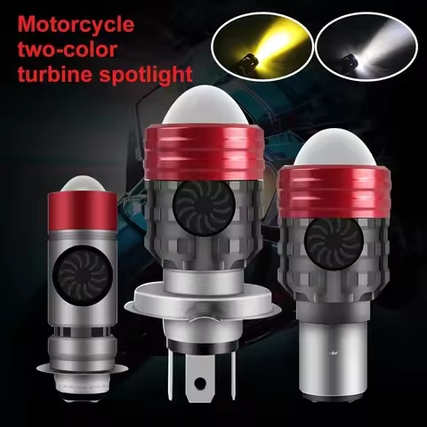 BA20D H4 H6 LED Motorcycle Len Headlight Bulbs Dual Color LED Lens Spotlight Foglight Hi Lo Lamp 12V