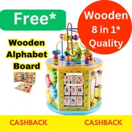 Wooden 8-in-1 Activity Cube for Kids | Early Learning Educational Toy | Mainan Kayu Pembelajaran Awa