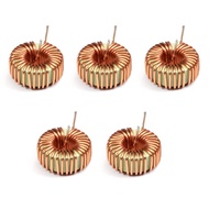 Bettomshin 5Pcs Inductor Coil, 100UH 15A Horizontal Toroid Inductor Monolayer Wire 1.6mm Wire Dia Bl