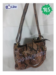 Hand Bags Tas Wanita Kulit Asli Garut Motif Ular Sanca Batik Murah