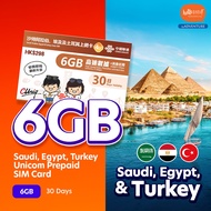 Hello1010 Saudi Egypt Turkey Unicom 30 days Travel Prepaid SIM Card