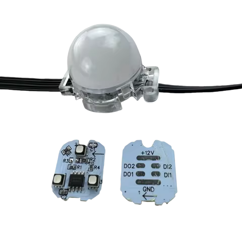 20 Pixels/String 30mm 12V WS2811 LED Addressable Permanent RGB IC Pixel Light IP68 Globe Bulb Black