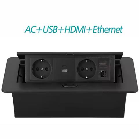 FUNAYA15A EU KR Pop Up Desktop Socket Built-in Table Outlet with USB Type C HDMI Ethernet Countertop
