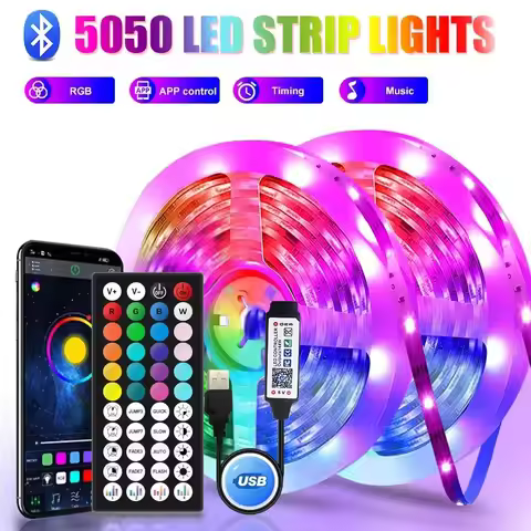 Tape Bluetooth Usb Led Light Strip 10M 15 Meters 5050 Smd 5V Rgb Flexible Led Lamp Ribbon Self-Adhes