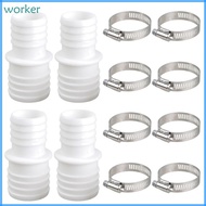 Wor* 4Pcs Swimming Pool Nozzle Hose Connector Pools Hose Coupling Adapters with Clamp