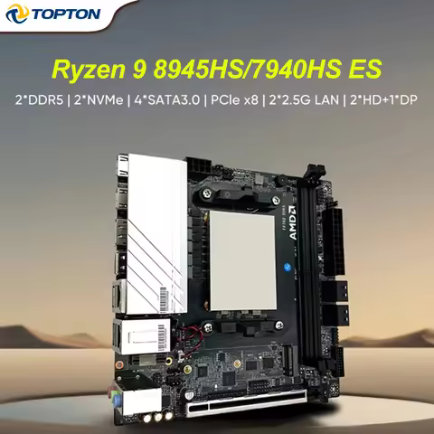 N17 Gaming NAS Motherboard AMD Ryzen 9 7940HS ES R7-7840HS ES 2xNVMe 4xSATA PCIEx8 2xDDR5 2x2.5G LAN