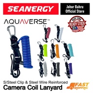 Aquaverse Coil Lanyard with Stainless Steel Clip Camera Lanyard Spring Lanyard for Scuba Diving