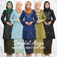 Baju Kurung Pahang Songket Tenun Soft Cotton Bunga Tabur