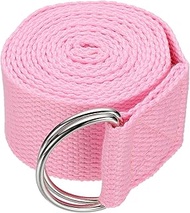 Yoga Strap for Stretching, Athletic Stretch Band 5.9ft & Pink with Adjustable Metal D Ring Buckle Yo