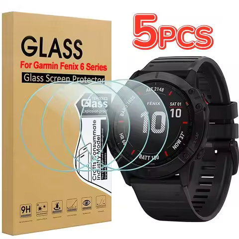 5-1Pack Tempered Glass for Garmin Fenix 6 6S 6X Pro Sapphire HD Screen Protectors Film for Fenix 6 6
