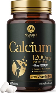 Calcium 1200 mg with Vitamin D3, Calcium Supplement Vitamins, Supports Bone Strength, Teeth & Immune