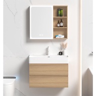 Bathroom Cabinet Wood Color Multi-Functional Lockers with Glass Door Bathroom Bathroom Mirror Cabinet